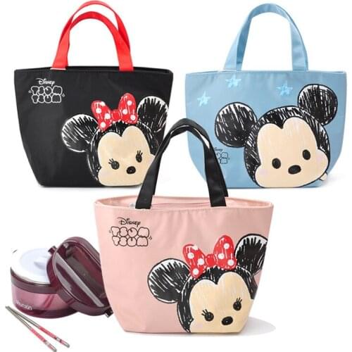 Original Disney Minnie Mickey Mouse Cooler Lunch Bag Box Meal Keeper Container Warm Brand Winnie Poo Therm Bag for Women Kids