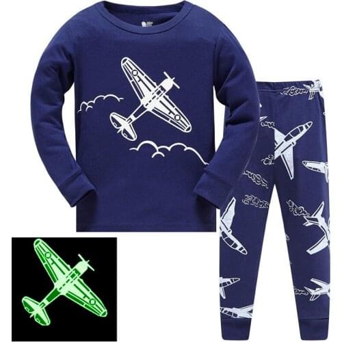 Autumn pajamas Long sleeve boys sleepwear cotton pyjamas children cartoon UFO kids pajama sets for 3-8y