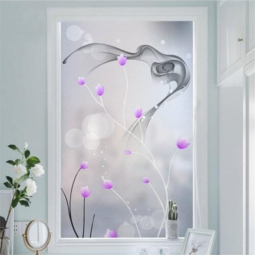 Window Film Privacy Flower Non Adhesive Glass Sticker Sun Protection Heat Control Window Coverings Window Tint for Homedecor