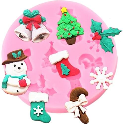 Christmas Snowman Snowflake Tree Socks Shape Silicone Molds Candy Cupcake Topper Fondant Cake Decorating Tools Chocolate Moulds
