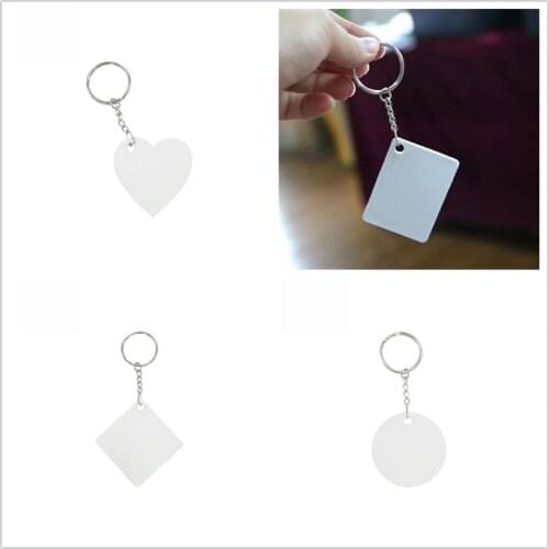 Sublimation Plastic blank key chain Rectangle square key ring hot transfer printing plastic material consumable 100pcs/lot