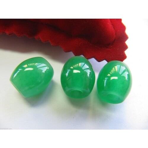 FINE Full Green Jade Tube Bead Pendant (3PCS)