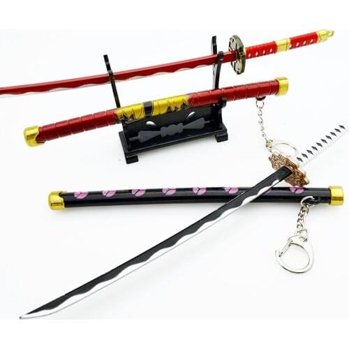 Anime Demon Slayer Sword Keychain Katana Ghost Blade 22cm Metal Pendant Keyring Kamado Tanjirou Weapons Keychain Cosplay Jewelry