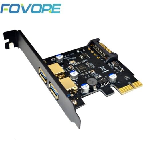 USB 3.0 PCI Express PCI E USB 3 Card Adapter 5Gbps USB 3 PCI-E 2 Port PCI Express Expansion Card SATA Power Connector for PC