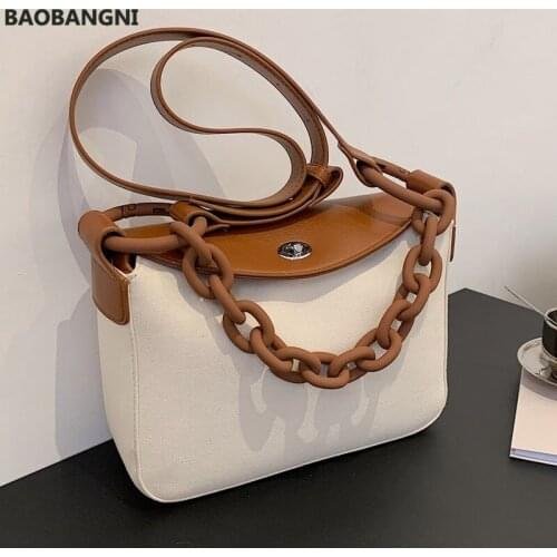 High Quality New Hit Color Canvas Bag Chain Bag New One-shoulder Portable Large-capacity Bag Casual Lady Messenger Bag