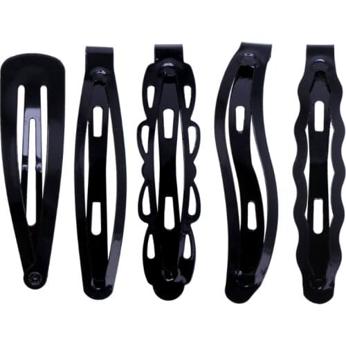 2020 12 Pcs Women Black Hair Clips Hairpin Snap Barrettes Girls Hairgrips Hair Accessories Solid Fashion Headwear Metal Clips