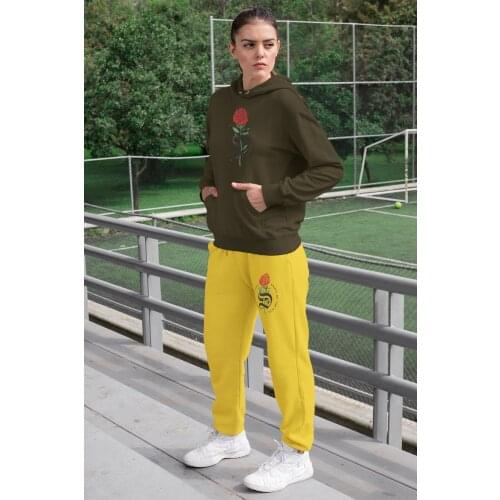 Angemiel Wear Spirit Of Soul Women Tracksuit Set Green Hooded Sweatshirt Yellow Sweatpants