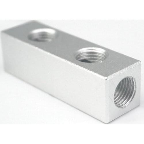 1/4" BSP 20*20mm 2 Way 5 Port Pneumatic Solid Aluminum Quick Connector Manifold Block Splitter Hose Plug Socket Base