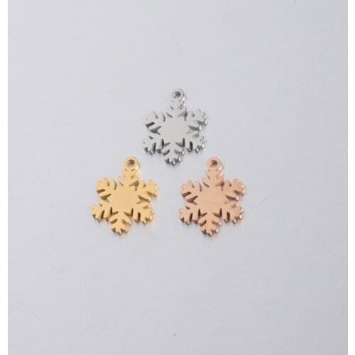 1 PCS Cute Small Snowflake Charm Pendants Classic Simple Gold Color Stainless Steel Charm DIY Jewelry Making