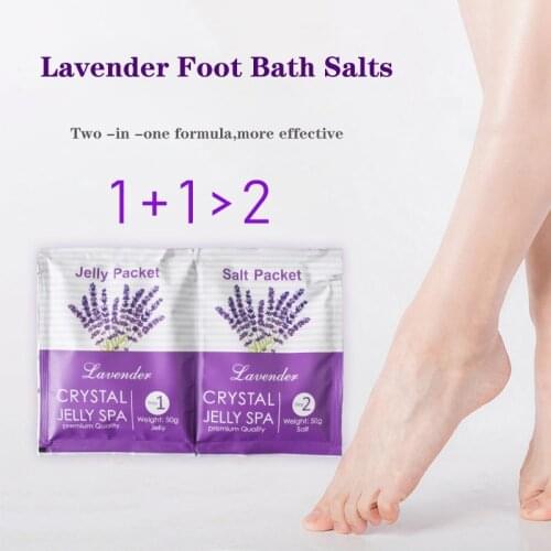 10PCS/lot 2 in 1 Package Can Be Used 10 Times Lavender Crystal Mud Bath Salt Horny Foot Powder Foot Care Foot Treatment SPA