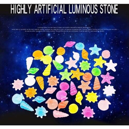 10pcs Unique Aquarium Fake Pebbles Glow Stone Night Rocks Acrylic rhinestone Simulated marine life Aquarium Decoration