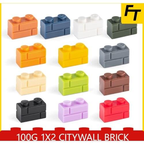 100g Bulk Small Particle 98283 MOC Building Block 1x2 Checkered Brick Wall Brick Accessories Building Block Castle Toys