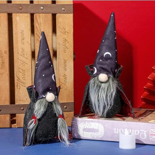 2pcs Halloween Black Cape Gnome Plushie Cute Stuffed Toy Spruce Up Home Props Tree Hanging Ornament Christmas Gift Gnome grand