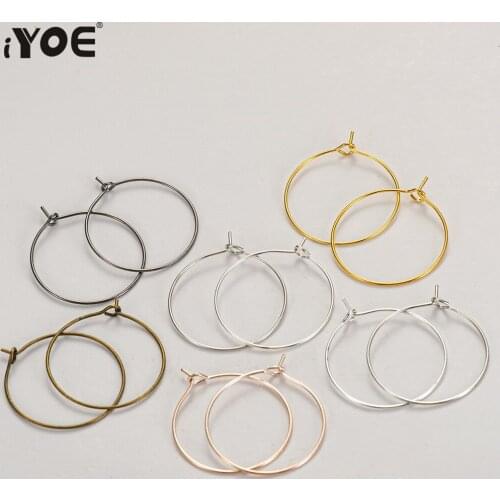 50pcs/Lot 20 25 30 35mm Big Round Circle Ear Wire Earring Hooks Loops Jewelry Findings for DIY Making Earring Supplies