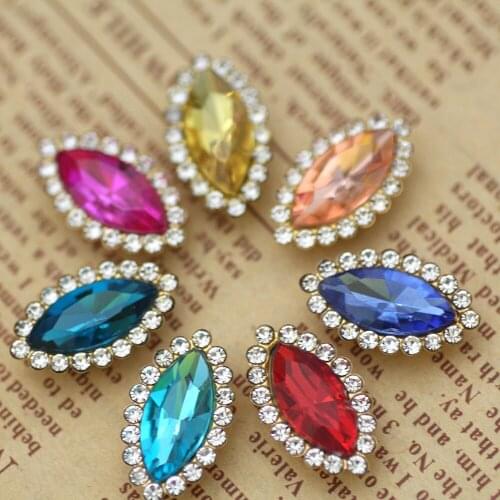 20pcs Mix color eye horse colorful sew on rhinestones with flatback gold base rhinestone beads for garments Jewelry DIY