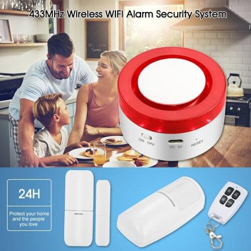 433MHz Wireless WIFI Gateway Host & Siren 2 in 1 Wifi Smart Security Alarm System Door Sensor Linkage Smart Switch & WIFI Camera