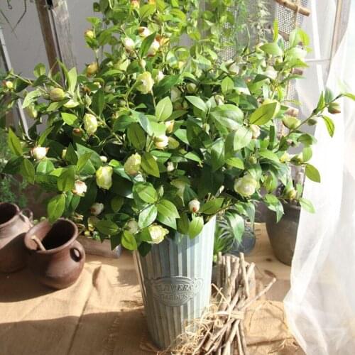 5Pcs/lot Long Branches Camellia flowers Artificial Plants Wall Wedding Holding Flowers Decoration Home Garden Fake Plants Branch
