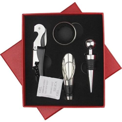 72set 4pcs/set Wine Tool Sets Bottle Opener Wine Stopper Stainless Steel Wine Accessory Kit Gifts SN2608