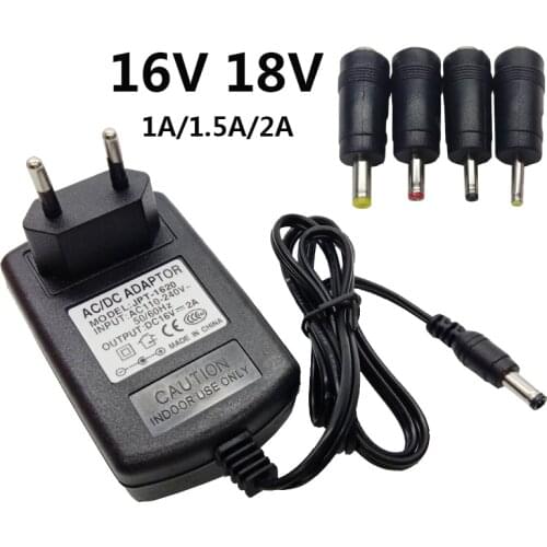 16V 18V AC to DC ac/dc Adaptor Universal 16 18 Volt Power supply Adapter 1A 1.5A 2A adaptador EU US plug 4pcs DC Jack Connector