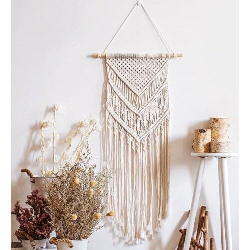 White Tapestry Woven Wall Hanging Boho Chic Bohemian Room Geometric Tapestry Art Beautiful Apartment Dorm home Room Decoration