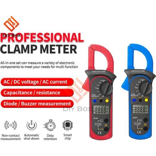 ST201 Digital Clamp Meters Multimeter With AC/DC Voltage Tester Current Resistance Transistor Test Mult Power Meter