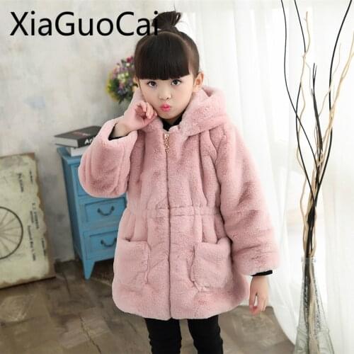 Kids Fur Coat Girls Sweater Cardigan 2018 Autumn and Winter Thickening Coats Needle Sweater New Childrens Knit Baby Girl Coats