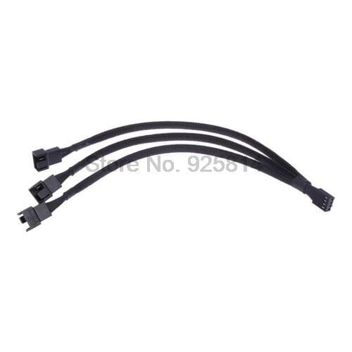 By dhl or ems 100pcs 4 pin PWM Fan Cable 1 to 3 ways 1/2/5pcs Splitter Black Sleeved Extension Cable Connector