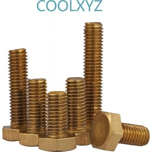 DIN933 manufacturer wholesales environmental protection brass outer hexagon bolt copper screw copper outer hexagon m3-m5 20Pcs