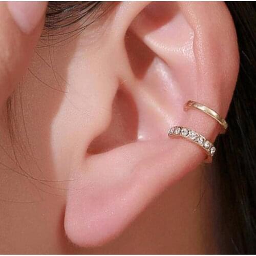 Simple line Zircon earring clip fashion ear bone clip double u-shaped ear clip without pierced ears earring for women