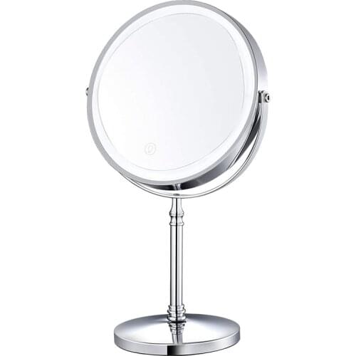 5X Magnified Lighted Makeup Double Mirror,7Inch Portable Battery LED Lights Cosmetic Desk Vanity Mirror for Bathroom