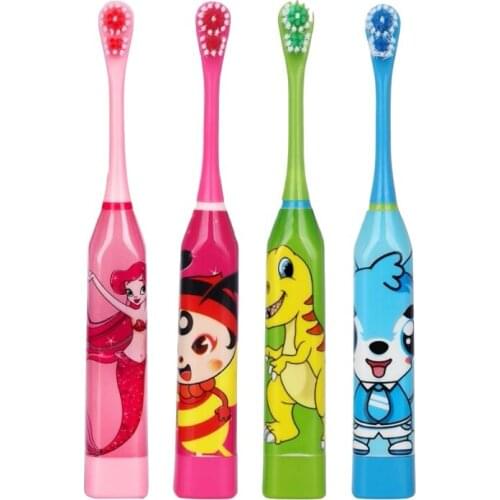 Cute Pink Green Blue Kids Electric Toothbrush For Children Boys Girls With Soft Double-sided Replacement Head Japan Cartoon