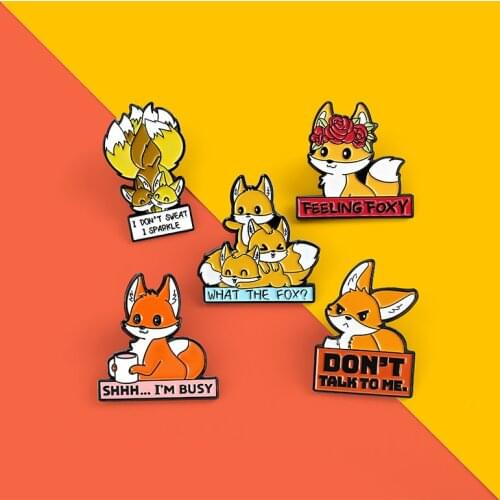 Foxy Floral Fox Enamel Lapel Pin Cute Wildlife Red Fox with Flower Crown Lady Metal Pin Badge Pin Animal Lover Wholesale Gifts