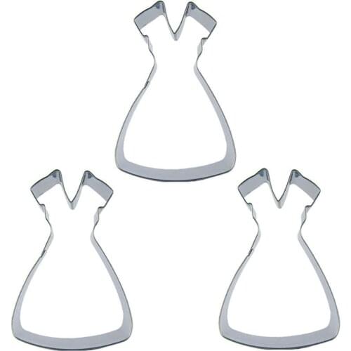 Princess Dress shape 3 piece Cookie cutting molds, baking tools, cake decorating soft candy tools