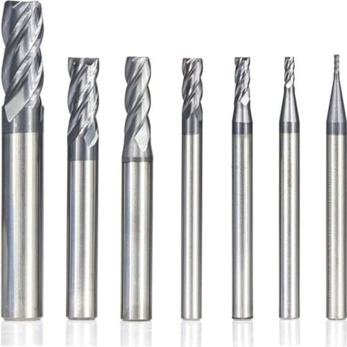 1pc 1-12mm hrc 45 tungsten carbide cnc milling cutte straight shank milling cutters 4 fute cnc router bit milling tools
