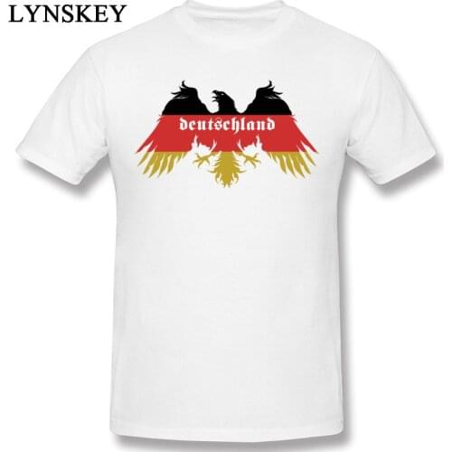 O-neck T-shirt Men Cool 100% Cotton Top Tee Shirts Short Sleeve Cartoon Eagle Autumn Clothing Deutschland Flag Colors Of Germany