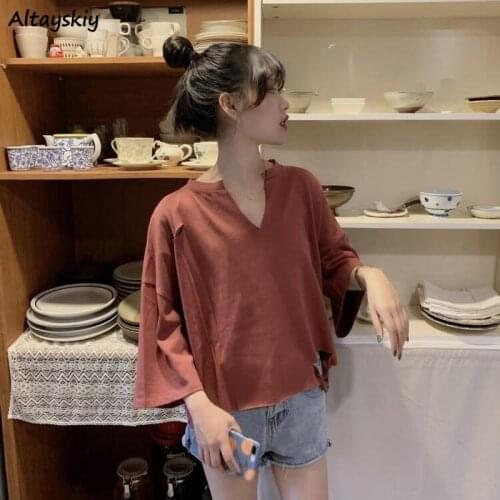 3 Colors Solid T-shirts Women Hole Korean Style Hot Sale Popular Fashion Streetwear Leisure Ulzzang Female Crop Top Summer Teens