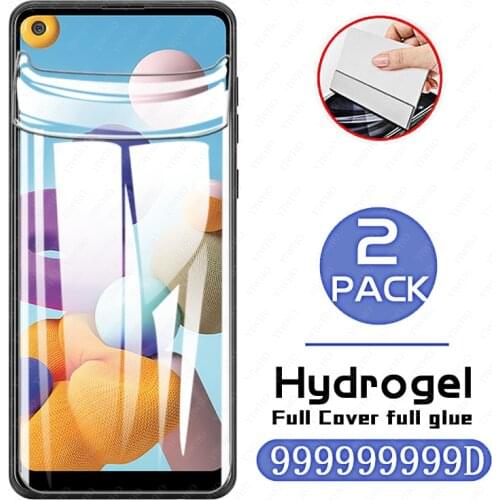 2Pcs Full Cover Protective Hydrogel Film For Samsung Galaxy A21 screen Protector 2 in 1 for samsung a215 21a a 21 Camera Glass