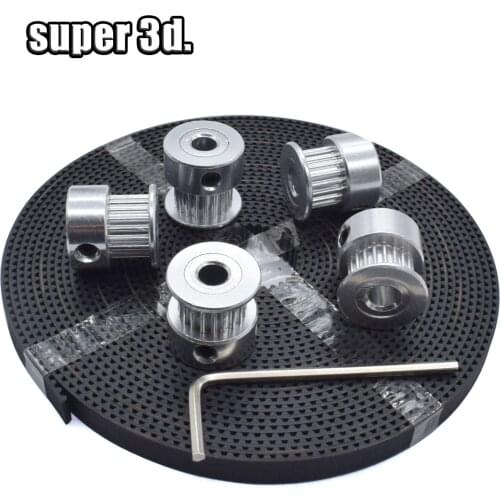 GT2/2GT 5m Timing Belt width 6mm +5pc Timing pulley Wheel 20 tooth Bore 5mm 20T + Wrench 3D Printer Tool Set