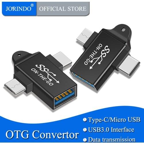 JORINDO Type-C / Micro USB to USB3.0 converter,Support OTG,USB3.1/android Mobile phone to flash drive/keyboard