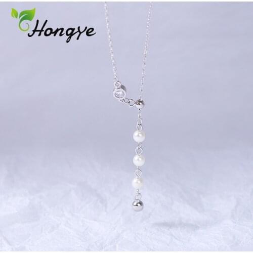 Hongye Stylish 925 Sterling Silver Women Pendants Necklace Natural Pearls Charm Elegant Collar Fine Jewelry Summer Females Chain