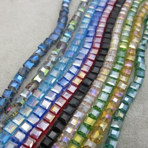 STENYA 4mm Square Cube Shape Crystal Bead Czech Beads Stone Jewelry Findings Spacer Charms Bracelet choker Necklace Accessories