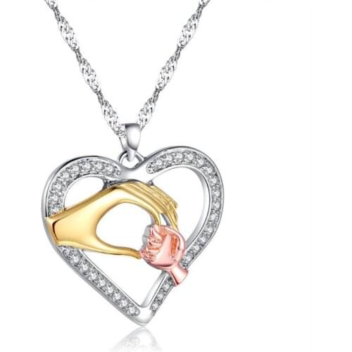 LUKENI Trendy Heart Women Pendants Necklace For Mother Birthday Gift Pure 925 Sterling Silver Choker Necklace For Girl Jewelry