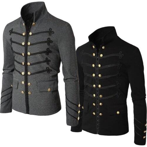 Fashion men jacket Spring autumn thin Casual coat mens Western retro style Double-breasted Jacket Male Gothic Cardigan outerwear