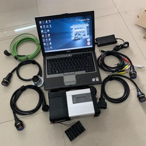 Mb star c5 multiplexer with laptop d630 with hdd 2020.12 latest software all cables full set ready to work 12v 24v diagnostic
