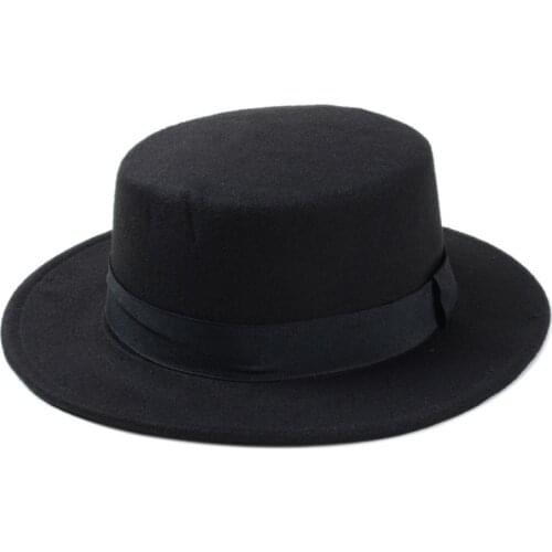 10 Color Men Women Fedora Hat Flat Dome Oval Top Bowler Porkpie Toca Sombrero Hat With Black Ribbon Band 10