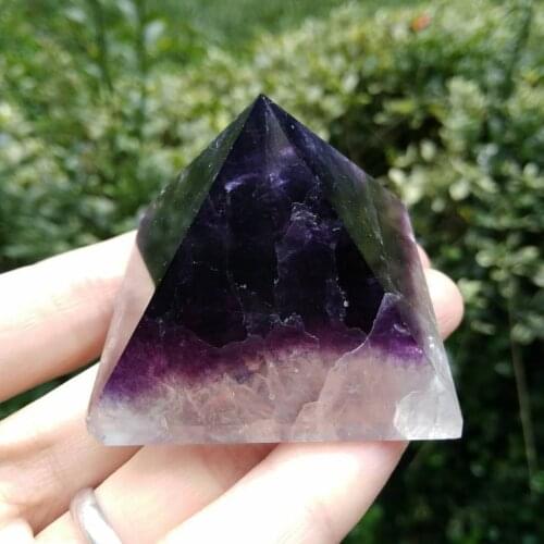 Natural Purple Fluorite Pyramid,Reiki Healing Crystal Quartz Pyramid , Energy Pyramid