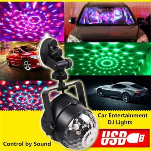 Outdoor Car Entertainment DJ Lights LED Mini Magic Crystal Ball USB Vehicle Charging Stage Lamps RGB Rotating Dance Party Light