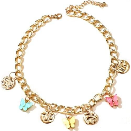 Bohemian Chain Necklaces For Women Gold Color Butterfly Chokers Necklace for Women 2021 Trendy New Jewelry Gifts