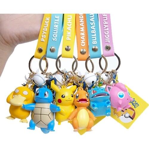 Genuine Pokemon Keychain Kawaii Pokémon Action Figure Pikachu Charizard Keyring Cute Anime Cartoon Model Toy Doll Kids Girl Gift