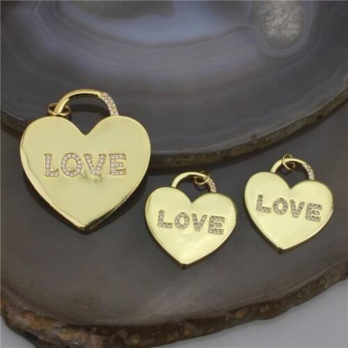 27-38mm 10pcs/lot Fashion cz pendant,love heart/lock shape cubic zircon charm.jewelry making component wholesale